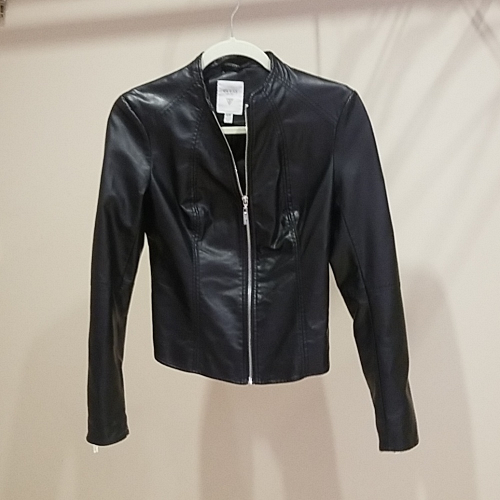 Guess black vegan leather jacket
